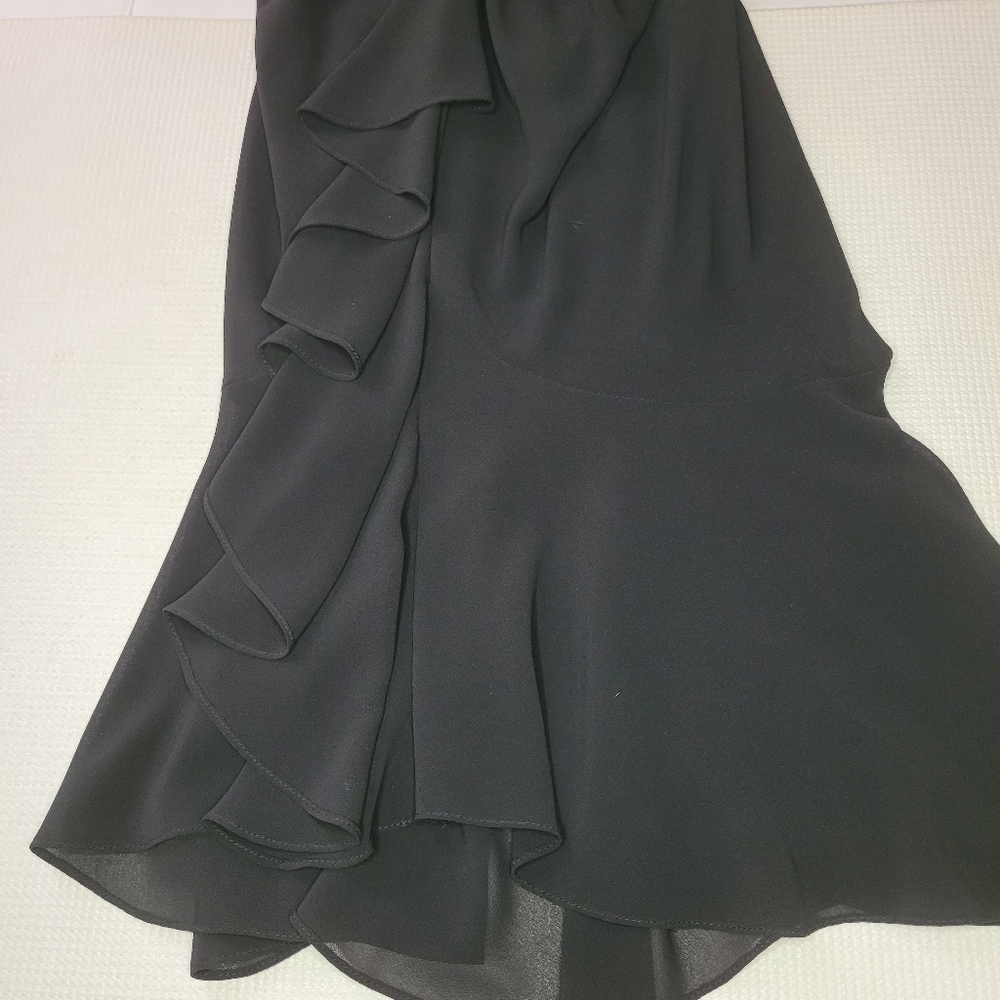 Vintage New Leaf Dress Samir Women's Sz 6 Black Cocktail Beaded Long Ruffles - Picture 8 of 12